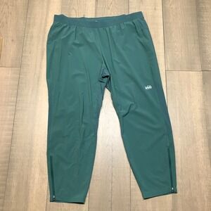 REI Pants Mens Size 2XL Green Running Lightweight Tapered Ankle Zip Track Field